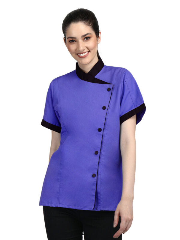 Short Sleeves Chef Coat Jacket Uniform for women ideal for food service, Caterers and Culinary professional.